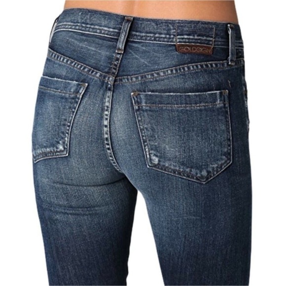 Goldsign Jenny Jeans Size 27 = 4/6 Selvedge Slim Cut Whiskering gold sign EUC - Picture 12 of 14